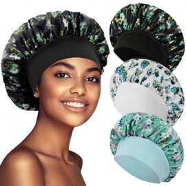 New Cross-border Sauna Hair Cap, Women's Printed Satin Hair Care Nightcap, Elastic One Size Color 25 30ea