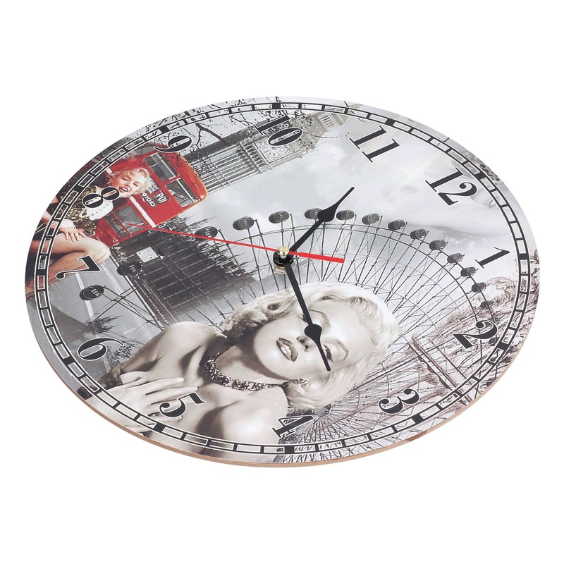 Wall Clock Antique Non Ticking Round Wall Clock Wooden Arabic