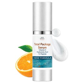 Sun Coast Sciences - Total Package Serum - Vitamin C Serum with Hyaluronic Acid & Peptides for Face - Hydrating Anti Aging Face Serum for Smoother, Fi