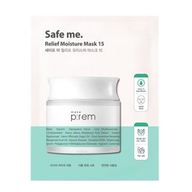 MAKE P:REM Safe Me. Relief Moisture Mask 15, Hydrating Sheet Mask with Natural Ingredients, Enriched with Hyaluronic Acid for Comfort and Glow, Korean Skin Care, 0.84 fl.oz. (25ml) x 10EA