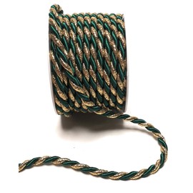 s.dekoda Cord 10 m x 6 mm Two-Tone Green Gold Twist Cord Decorative Ribbon Cord