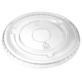 GUSTO [100 Count] Clear Flat PET Plastic Lids (No Hole) 98mm Snap-On Lids for 12, 16, 20 & 24 oz Milkshake Cups, Leak-Resistant & Stackable (Formerly Comfy Package)