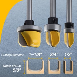 SPEEDWOX 3Pcs Dish Carving Router Bits Bowl & Tray Template Router Bit for Woodworking Wood Router Bits cnc Router Kit Round Nose Router Bit Round Over Router Bits 1/4 Shank for Slotting Arc Digging