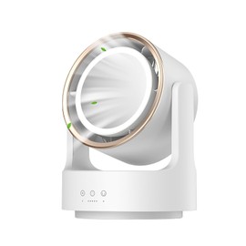 Desk Fan, Personal Desktop Fan with LED Makeup Mirror, Rechargeable Circulation Fan with 5 Speed Adjustment, Small Rotate Bladeless Fans for Bedroom Office Home,Gifts for Women (white)