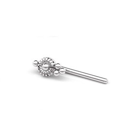 Sterling Silver Flower Mandala Nose Pin - Small Trinity Ball Nose Stud - Adjustable L Shape Style - Minimalist Body Jewelry