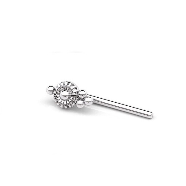Sterling Silver Flower Mandala Nose Pin - Small Trinity Ball