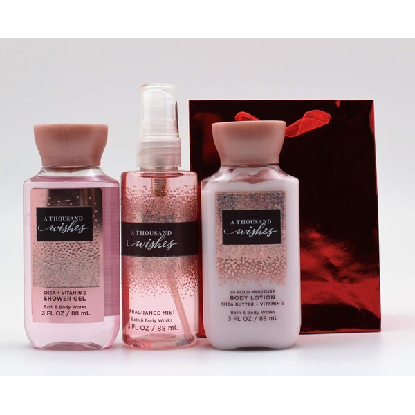 A Thousand Wishes – 2019 - Shower Gel - Fine Fragrance Mist & Body Lotion - Travel Size Set w/Gift Bag