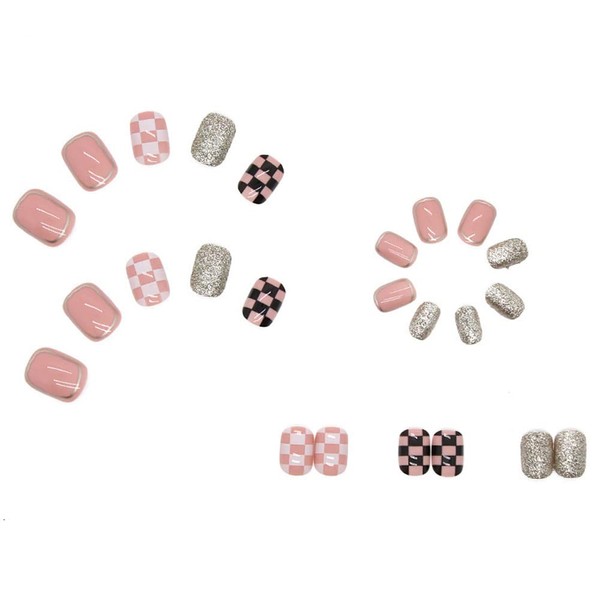 24 Pieces Nail Tip, Check Nail with a sense of