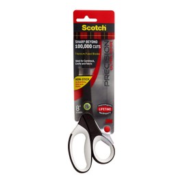 Scotch Precision Ultra Edge Non-Stick Scissor, 8-Inch, Brown with Assorted Accent Colors (Dot Color Will Vary)