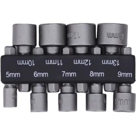 9-Piece Metric Nut Driver Bit Set for Hex Nuts and Bolts – 5–13mm Socket Driver Attachments for DIY Repairs