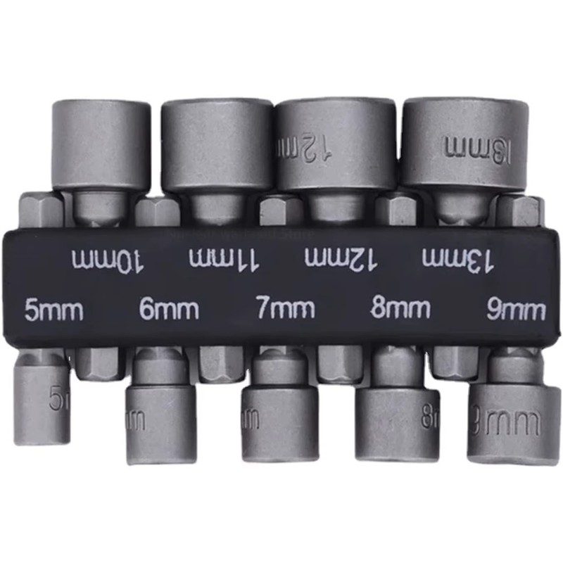 9-Piece Metric Nut Driver Bit Set for Hex Nuts and