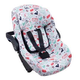 JYOKO KIDS Car Seat Cover Compatible with Pég Perego Primo Viaggio, Uppababy Mesa GO Made of Cotton (Dino Party)