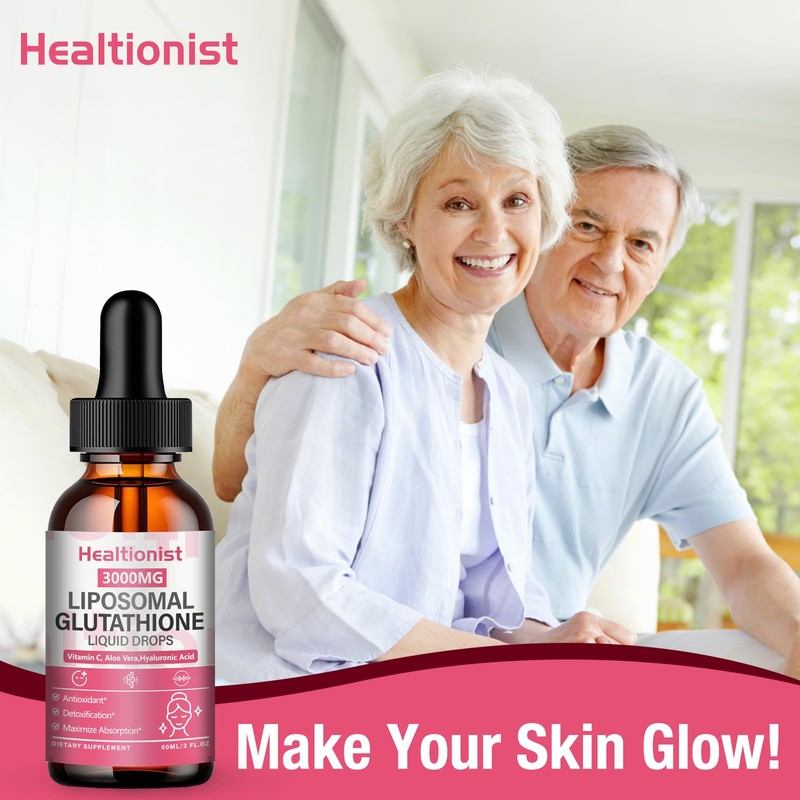 Healtionist 2 Pack 3000mg Liposomal Glutathione Liquid Drops with Vitamin