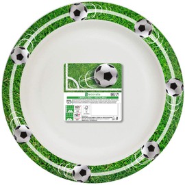 Procos 93220 Plates Football Party Diameter 24 cm Compostable Pack of 8 Disposable Paper Plates