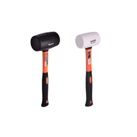 2-Pack 16oz Rubber Mallets (Black & White Head) – Professional Grade Rubber Mallet Set with Fiberglass Handles and Ergonomic Anti-Slip Grip – Ideal for Tile, Pavers, Flooring, and Construction Work