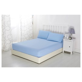 Sonia Moer Super Soft Brushed Microfibre Fitted Sheet - Non Iron Breathable Hypoallergenic Bottom Sheet with Strong Elastic Hem- Double/Sky Blue