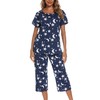 ENJOYNIGHT Women's Cotton Pajamas Set Short Sleeve Top with Capri