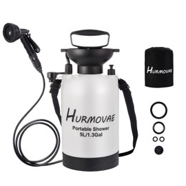 HURMOVAE 1.3 Gallon/5L Portable Shower–10 Spray Modes, Nylon Insulated Sleeve for Heat Retention, Portable Beach Shower for Surfing, Hiking, Water Sprayer, Camping Shower, White