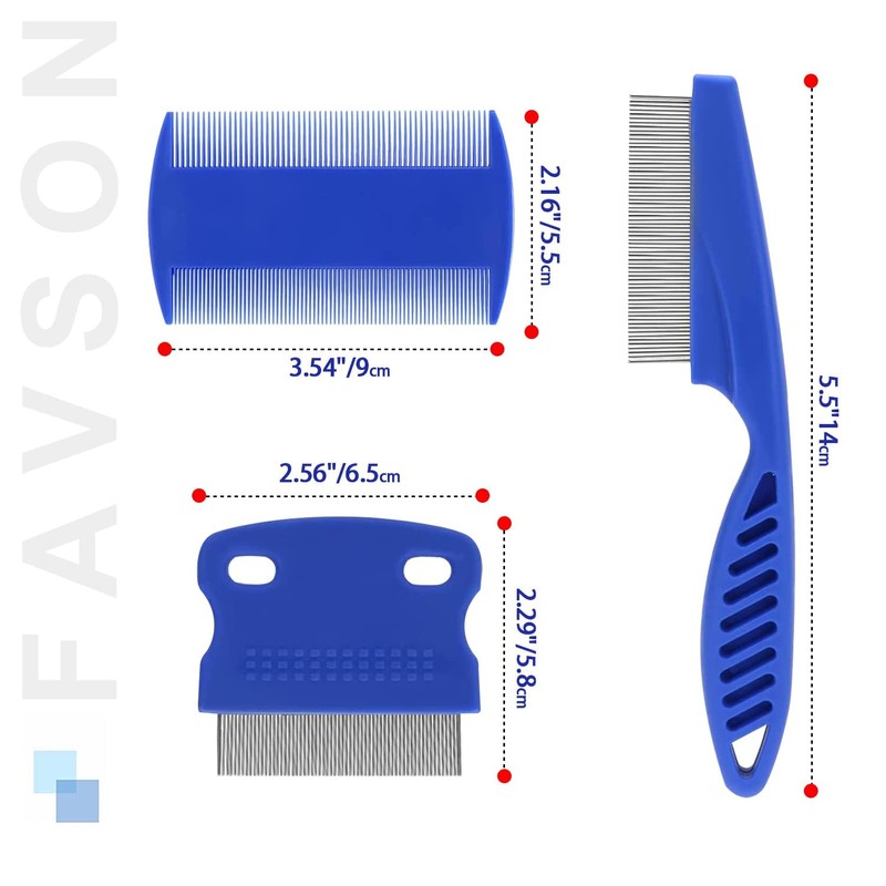 3 PCS Pet Flea Comb Set, Fine Teeth Cat Dog