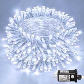 250 LED White String Lights Indoor, 82ft 8 Modes White Christmas String Lights Clear Wire, Plug in Twinkle Fairy Lights for Bedroom Wedding Tree Christmas Decorations