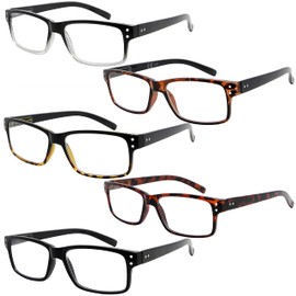 Eyekepper 5 Pack Reading Glasses for Men Spring Hinges Classic Readers +2.00