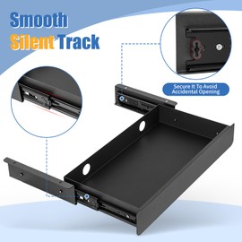 KHAMAL Under Desk Drawer Slide Out - Under Table Drawer 17.32" x 9.25", Pull-Out Storage Organizer With Cable Management For Home & Office