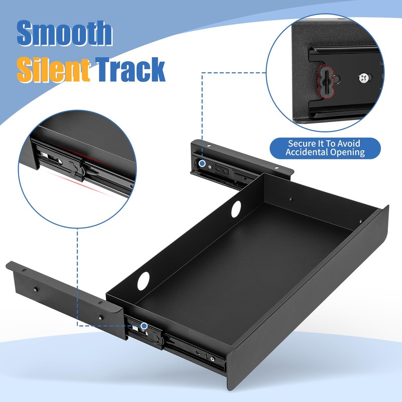 KHAMAL Under Desk Drawer Slide Out - Under Table Drawer