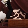 KINGNOW Woman and Cat Statue Wood Figurine Handcraft Kitty Ornament