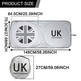 TOMALL Windshield Sunshade Cover Compatible with Mini Cooper R56/F56/R60/F54/R55/F55 Clubman Countryman Anti-UV Sun Protector Foldable Shade Cover Union Jack for Car Accessories (Grey)