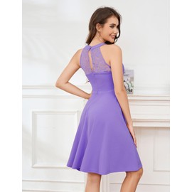 Bbonlinedress Summer Formal Wedding Guest Dress for Women Cocktail Party Bridesmaid Graduation Teens Dress Lavender XS
