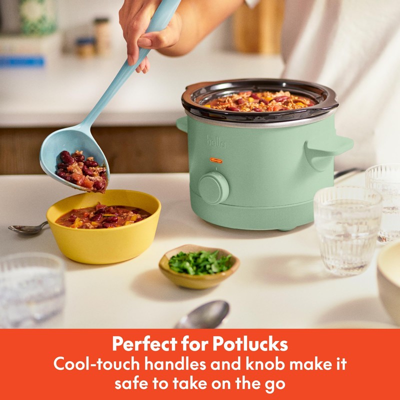 bella 1.5 Qt Slow Cooker with 3 Heat Manual Control,