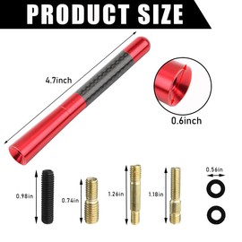 Yourkar Car Short Antenna, 4.72 Inch Aluminum Auto Roof Mount Short Antenna, Radio Antenna Mast Replacement with Screws Universal for Most Vehicles, Universal Car Accessories (Red)