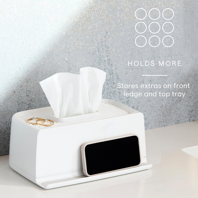 YouCopia Ledge Tissue Holder, Rectangular, Bathroom Countertop Organizer with Additional