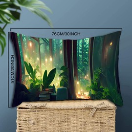 LONQISI Anime Green Plants Pillowcases with Hidden Zipper Pillow Case Men Women Rectangular Pillow Cover Cushion Standard 20"x30" Inches for Sofa Living Room Bedroom Home Decorative