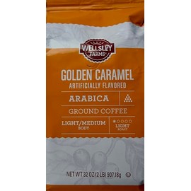 Wellsley Farms Golden Caramel Arabica Ground Coffee Light Roast, 32 Ounce