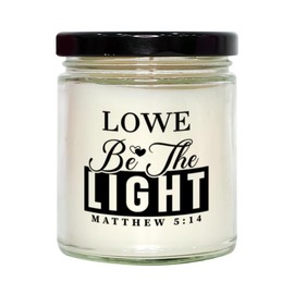 Bible Verse for Lowe Candle,Christmas Gifts for Lowe Be The Light Mattew 5:14 Gifts for Women Coworker Lowe Name Birthday Candle Christmas Gifts, Housewarming, Soy Wax, Scented, Decor