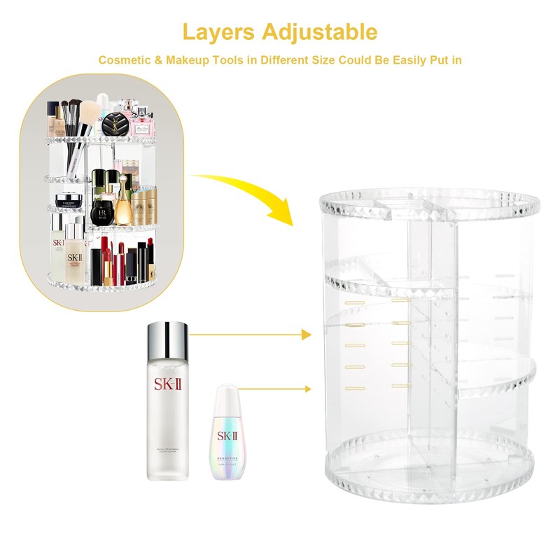 talifoca Make Up Cosmetic Organiser, 360° Rotation Cosmetic Organiser, Cosmetic