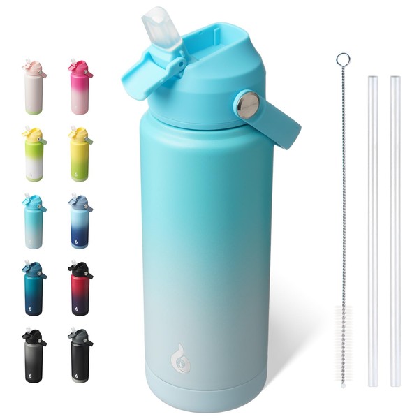 BJPKPK Water Bottle with Straw Lid, 24oz Vacuum Insulated Water