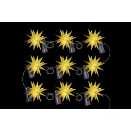 Sterntaler Star Chain, Christmas Star Chain, 9 Stars, 18 Points, Yellow, 8 cm, Indoor and Outdoor Use, LED, Power Plug, with Timer