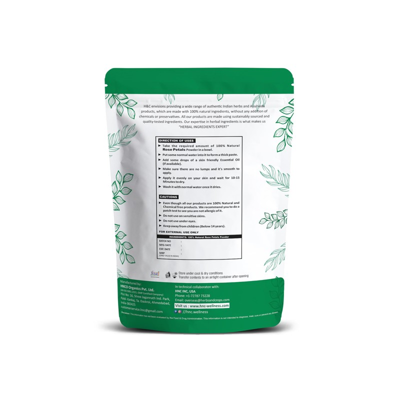 H&C HERBAL INGREDIENTS EXPERT 100% Pure Rose Petals Powder (Rosa