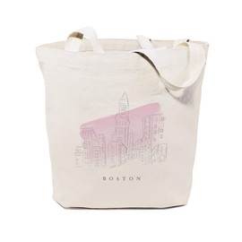 The Cotton & Canvas Co. Boston Cityscape, Souvenir, Beach, Shopping and Travel Reusable Shoulder Tote and Handbag