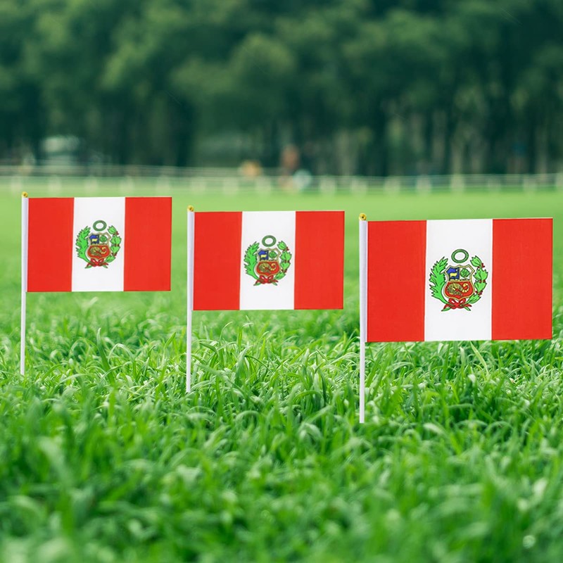 Peru Flag Peruvian Small Stick Mini Hand Held Flags Decorations