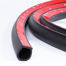 GoldWheel 22FT D-Shape Rubber Weather Stripping 3/8"×1/4" Heavy Duty Seal Weatherstrip Hollow with Bulb Door Gasket Strip for Automotive Truck RV Door Window Soundproof Self-Adhesive