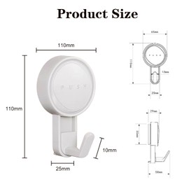 FUZVOL 6 Pack Suction Hooks,Vacuum Suction Cup Hooks, Bathroom Kitchen Suction Hooks Heavy Duty Window Door Suction Hooks for Towel Coat Bathrobe Hanging