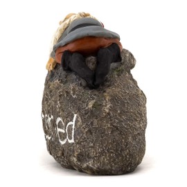 Top Collection Stoned Gnome - Hand Painted Gnome Lying Sleeping on Stone Sculpture - 3.75-Inch Adorable Funny Fantasy Collectible Figurine