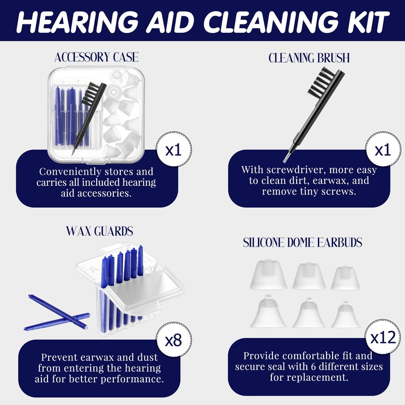 Hearing Amplifier Accessories Kit, Compatible with Audien Hearing(8 Pcs)