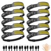10Pack LED Headlamp Rechargeable with 3 Led Strip, 230° Wide