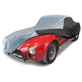 iCarCover Custom Car Cover for 1962-1965 AC Shelby Cobra 289 Waterproof All-Weather Rain Snow UV Sun Protector Full Exterior Indoor Outdoor Car Cover (2-Tone - Black/Gray)