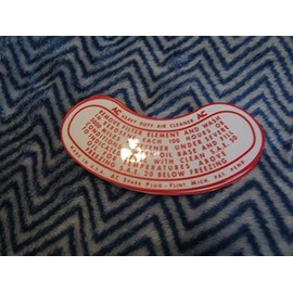 1949 1950 1951 1952 1953 1954 CHEVY OIL BATH AIR CLEANER BASE SERVICE DECAL