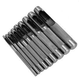 Sacabocados para Cuero, Juego de Punzones Huecos de Cuero de 9 Piezas, Herramienta de Artesanía de Cuero Perforadora de Cinturón de Alta Dureza 2,5mm 3mm 4mm 5mm 6mm 7mm 8mm 9mm 10mm